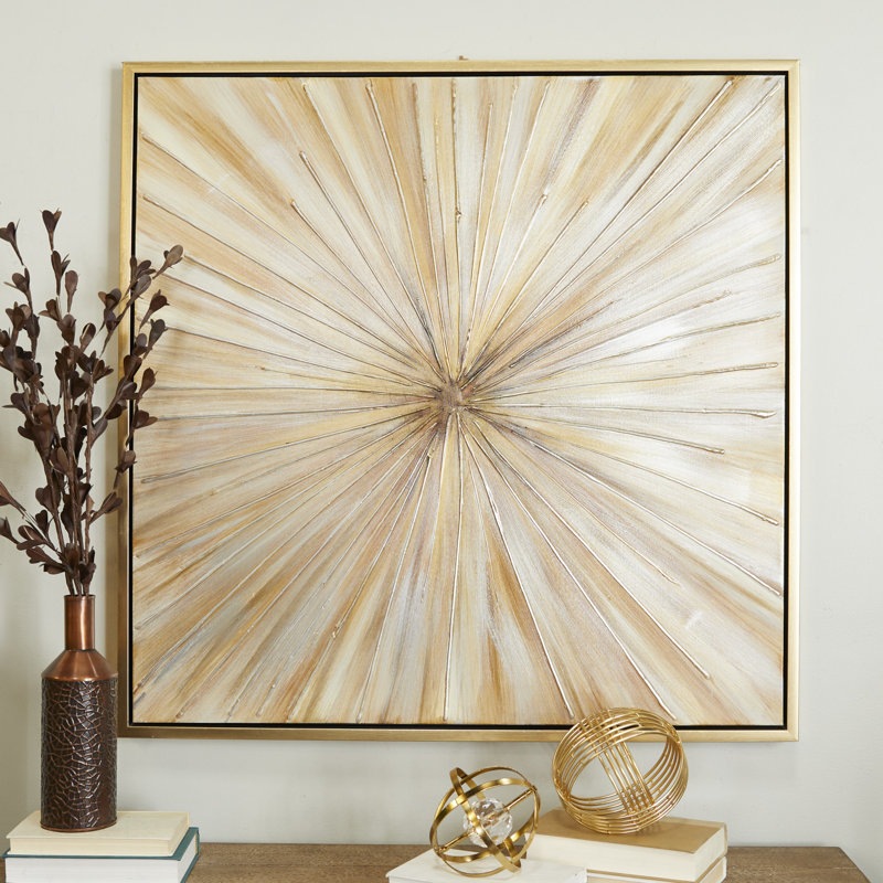 Greyleigh™ Brown Canvas Radial Starburst Framed Wall Art with Gold
